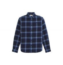 CAMICIA A QUADRI IN FLANELLA BLU SCURO