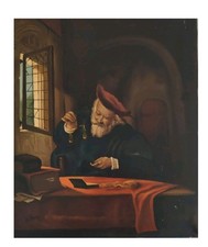 quadro antico fine 800 Inizi 900 Fiammingo Orefice Olio Su Tela