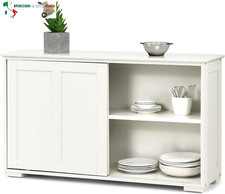 Credenze a 3 Ripiani, Mensola Regolabile, 2 Porte Scorrevoli, Ampio Spazio di St