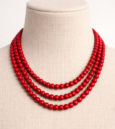 Collana corallo rosso fili - rosso, 3