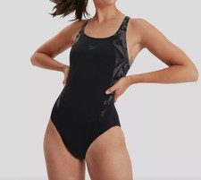 Costume da bagno Speedo donna Hyperboom Splice schiena muscolare nero nuovo con etichette
