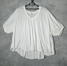 Free People FP Catch Me If You Can Top Camicetta da spiaggia oversize bianca boho grande