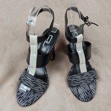 Ana Lublin Womens Strappy Sandals Black White Cone Type Heel Size EU 38 UK 5