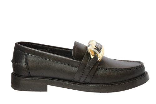 Moschino mocassini neri catena - moschino,