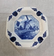 Posacenere vintage porcellana di Delft dipinto a mano mulino a vento Olanda