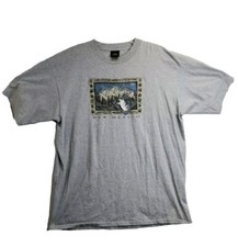 VTG Prairie Mountain Montana T-Shirt Gray XXL 100% Cotton New Mexico Mountains