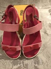 Sandali FENDI JR in pelle e tessuto con logo rosa taglia 36 It (uk 4)