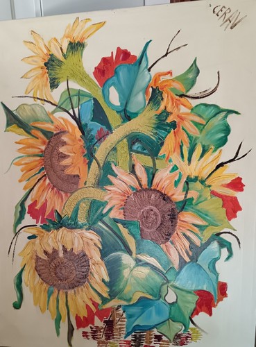 Quadro olio tela girasoli - tela,