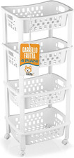 - Carrello Mobile Scaffale a 4 Ripiani Bianco Con Ruote, per Cucina Bagno Cantin