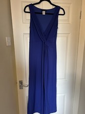 Abito Tiana B NY lunghezza intera twist davanti, uk 12/m blu mai indossato