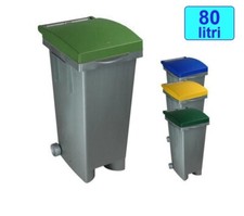 Cassonetto Bidone per raccolta rifiuti uso esterno 80lt Grigio/Verde