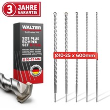 WALTER SDS Plus Set di punte per trapano 5 pezzi, lunghezza 600 mm, Ø 10/12/16/22/25 mm