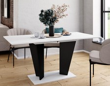 Pranzo Tavolo Allungabile Bianco Nero Synchronauszug Bordi-Abs 120 (160) x80