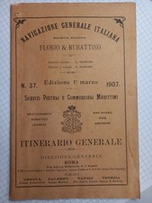 Orario NGI 1907 Florio Rubattino Navigazione  Itinerario Carte Geografiche