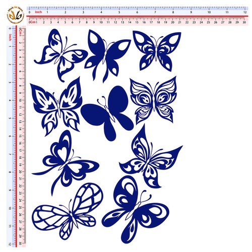 Farfalle pvc blu adesivi - , auto