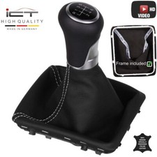 ICT pomello cambio pelle per Mercedes SLK R171 cuffia cucitura argento B64