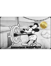 STEAMBOAT WILLIE 1928 1/1000 oncia moneta d'oro in cartoncino $12 2026