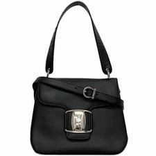 Borsa a tracolla Salvatore Ferragamo Vara 2 vie in pelle nera vintage autentica