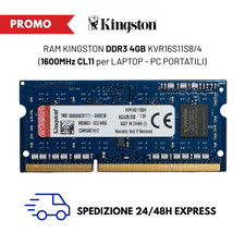 ? NUOVA MEMORIA RAM Kingston KVR16S11S8/4 4GB DDR3 1600 MHz CL11 SODIMM