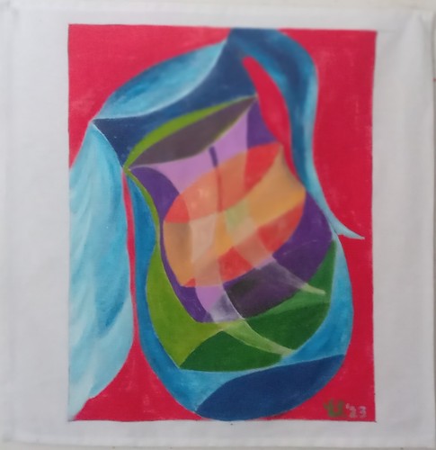 Arazzo dipinto mano vasi - dipinto,