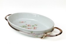 teglia da forno pirofila ovale Broggi by Ancap con supporto e manici argentati