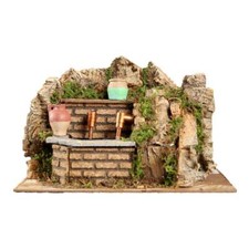 Fontana doppia in sughero per presepe 20X12X15.5