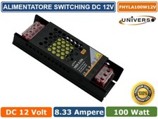 ALIMENTATORE SLIM METALLICO STABILIZZATO SWITCHING TRIMMER 220V DC12V 8.33A 100W