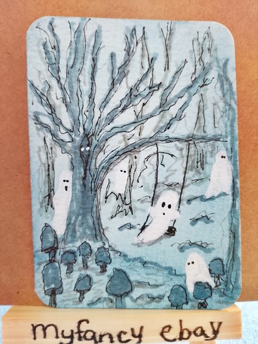 Aceo atc dark creepy - creepy, ghost