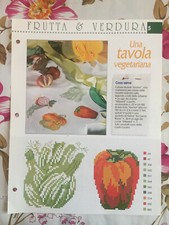 Schema punto croce Ricamo Frutta e verdura Tovaglia peperone finochhio zucca