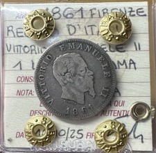 REGNO D' ITALIA VITTORIO EMANUELE II 1 LIRA STEMMA 1861 FIRENZE MOLTO RARA MB