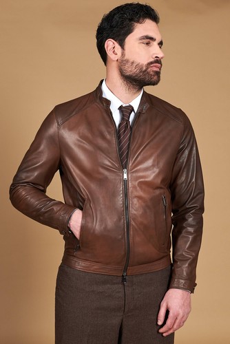 Giacca vera pelle marrone - giacca,