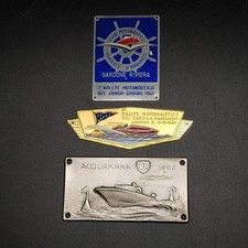 Lotto di 3 placche di rally di motonautica lago Garda anni '60 smaltate. Inusate