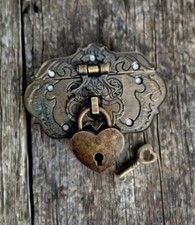 Set serratura porta bronzo vintage, set 3 pezzi, serratura hasp stile antico, serratura baule