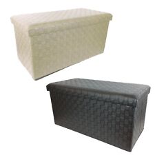 POUF CONTENITORE RICHIUDIBILE PANCA BAULE PUFF 76 X 38CM NERO BEIGE RETTANGOLARE