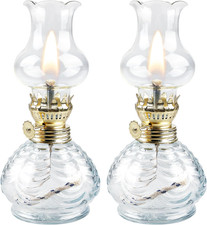 Lampada a Olio, 2 Lanterne a Petrolio in Vetro, Retro Nostalgia Trasparente, Lum