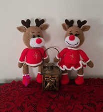 Coppia renne, uncinetto,fatto a mano, decorazione casa, regalo Natale