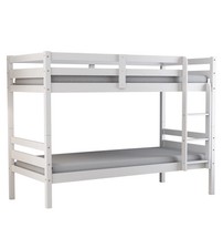 LETTO A CASTELLO "LIONE" IN PINO MASSELLO BIANCO LACCATO 199,5X97X150 CM