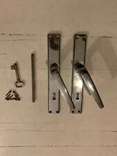 Coppia Maniglie Porte Interne in Metallo Argentato Con Chiave Vintage