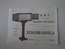 advertising Pubblicità 1926 RADIO ITALIA SUPERRADIOLA SUPER RADIOLA