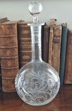 Antico Decanter bottiglia liquore antica vetro inciso epoca 800 soffiata XIX