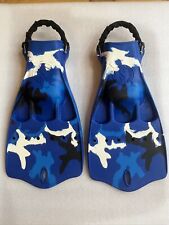 Scubapro Jetfin pinne subacquee blu grandi mimetiche con cinturino tacco a molla nuove