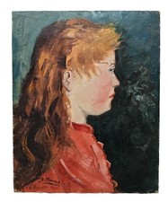 *HH* Antico Dipinto Olio Su Tavola Donna Nobildonna Bambina Firmato Quadro Arte 