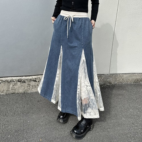 Gonne jeans larghe con