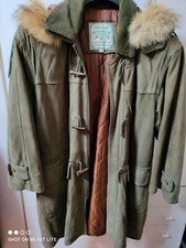 Giaccone Montgomery Uomo  Pelle Scamosciata cappuccio Bordo Pelliccia (Taglia S)