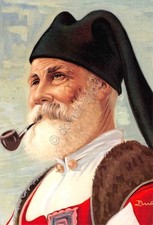 Cartolina Costumi Tradizionali Sardi Desulo Uomo con barba e pipa