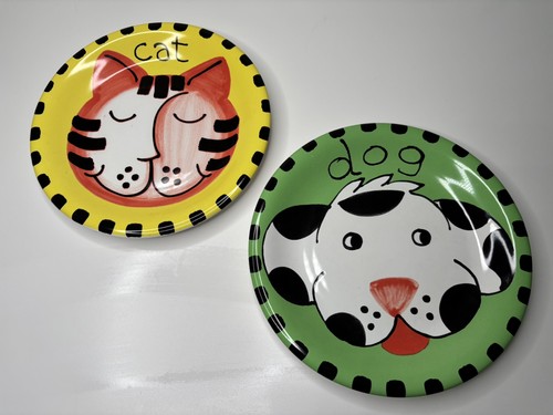 Gioconda plates cat dog - 2x,