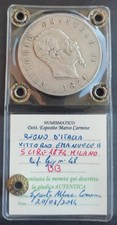 5 LIRE 1874 MILANO SCUDO RE