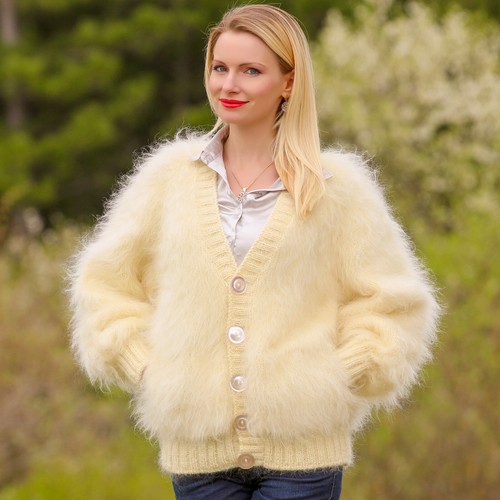Hand knited fuzzy mohair