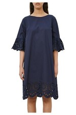 MEIMEIJ abito donna blu leggermente svasato cotone/sangallo MCPCC0 100% cotone