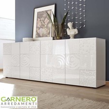 Madia credenza bianco laccato lucido serigrafato 4 ante design moderno PARADISE